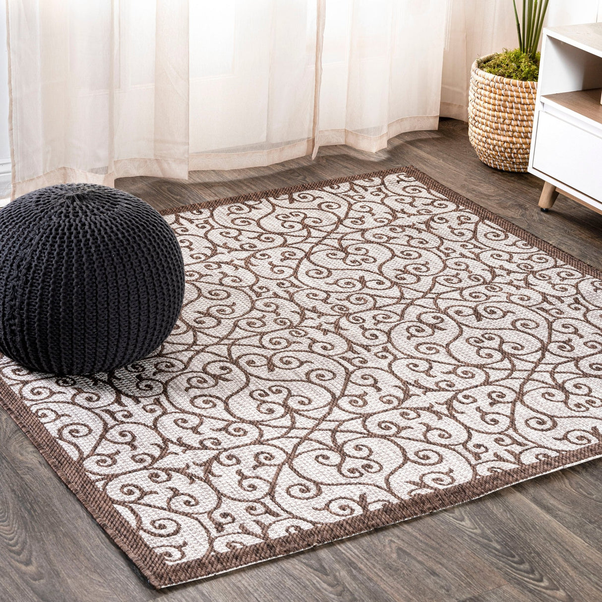 Madrid Vintage Filigree Textured Weave Indoor/Outdoor Square Area Rug - Tuesday Morning - Area Rugs