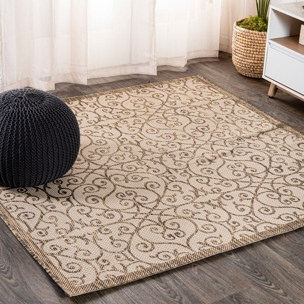 Madrid Vintage Filigree Textured Weave Indoor/Outdoor Square Area Rug - Tuesday Morning - Area Rugs