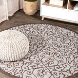 Madrid Vintage Filigree Weave Indoor/Outdoor Round Area Rug - Tuesday Morning - Area Rugs