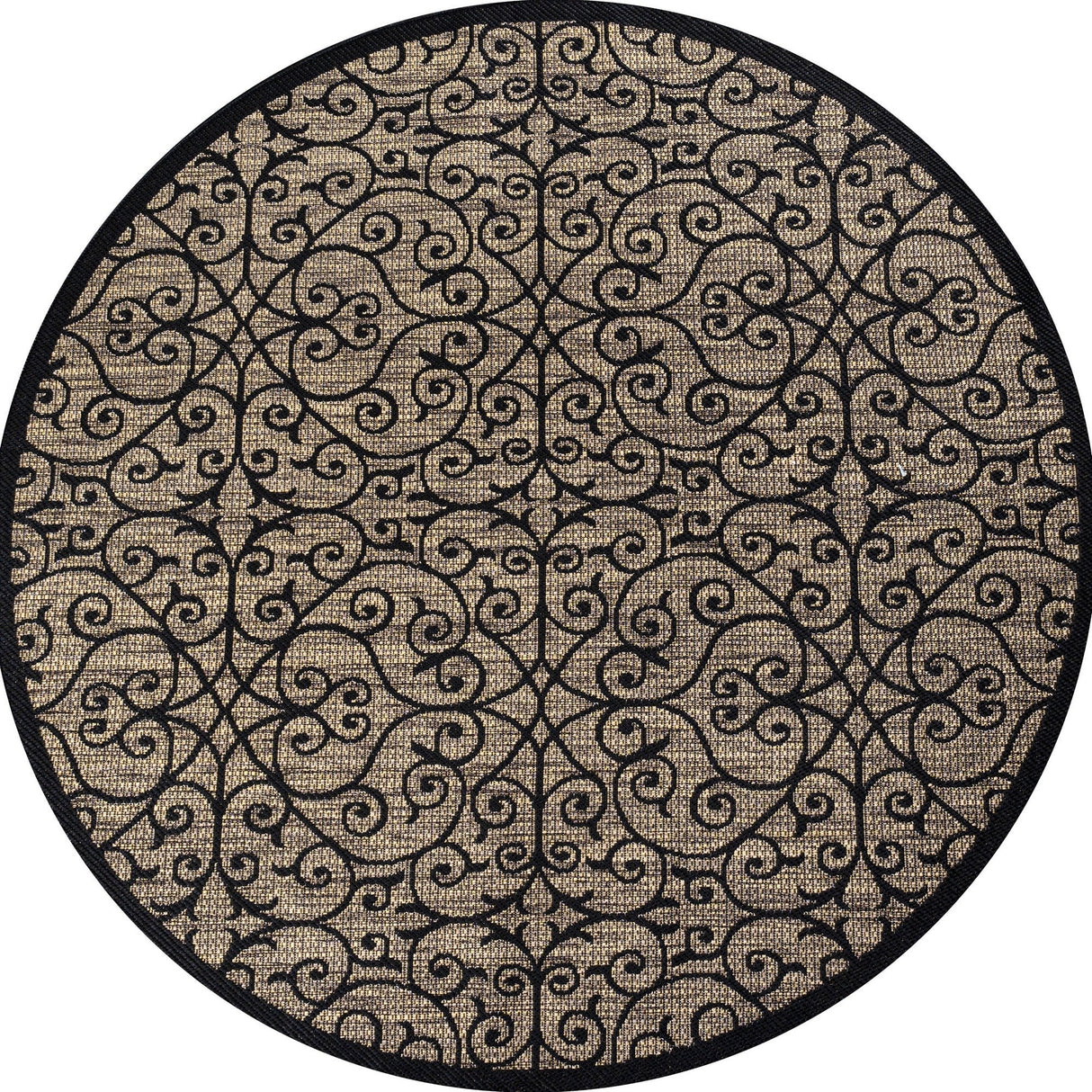 Madrid Vintage Filigree Weave Indoor/Outdoor Round Area Rug - Tuesday Morning - Area Rugs