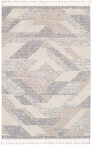 Magazine Geometric High/Low Pile Rug with Tassels - Clearance