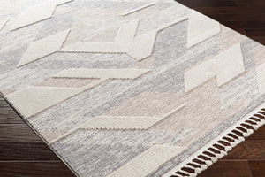 Magazine Geometric High/Low Pile Rug with Tassels - Clearance