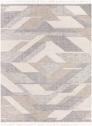 Magazine Geometric High/Low Pile Rug with Tassels - Clearance