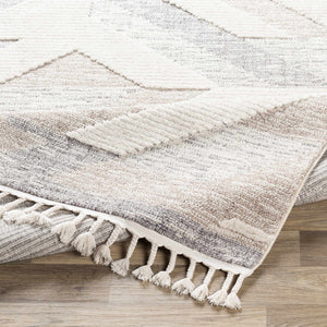 Magazine Geometric High/Low Pile Rug with Tassels - Clearance