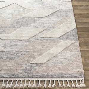 Magazine Geometric High/Low Pile Rug with Tassels - Clearance