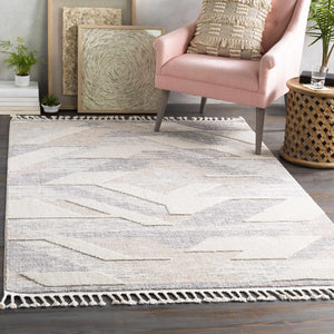Magazine Geometric High/Low Pile Rug with Tassels - Clearance