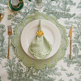 MAGNOLIA GINGHAM GREEN SCALLOPED FABRIC PLACEMAT NAPKIN SET