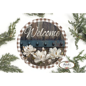 Magnolia Welcome Wood Round Sign