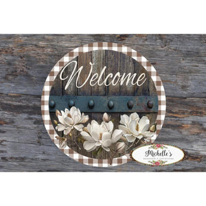 Magnolia Welcome Wood Round Sign