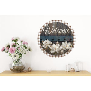 Magnolia Welcome Wood Round Sign
