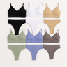 Talmont Seamless Ribbed Bra & Panty Set – Soft, Stretchy Lounge Lingerie with Removable Pads