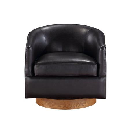 Maisy faux leather wood base barrel swivel chair - Tuesday Morning - Accent Chairs