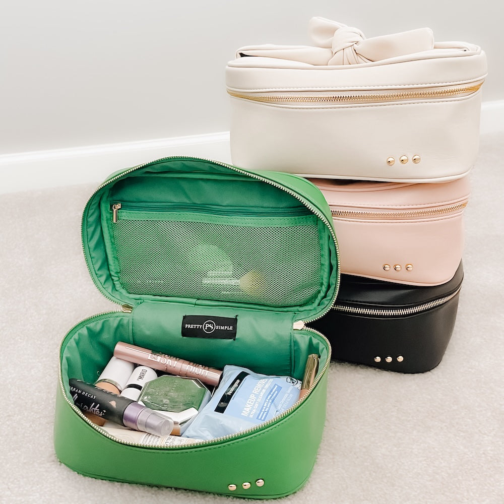 Gold Madelyn Bow Makeup Bag