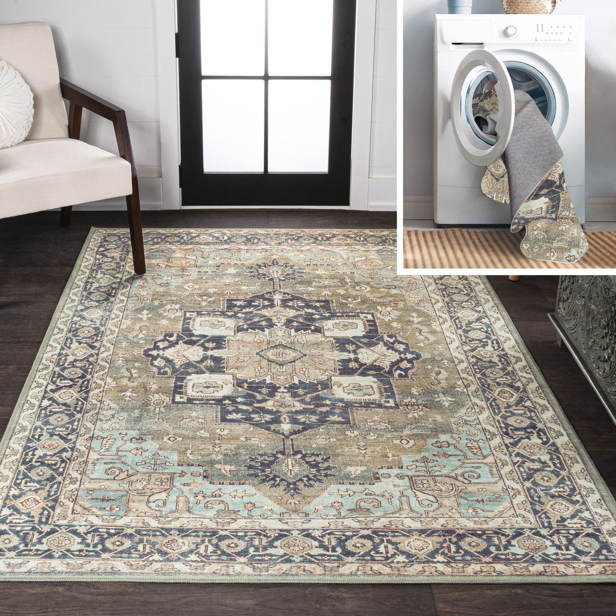 Maris Ornate Medallion Machine - Washable Area Rug - Tuesday Morning - Area Rugs