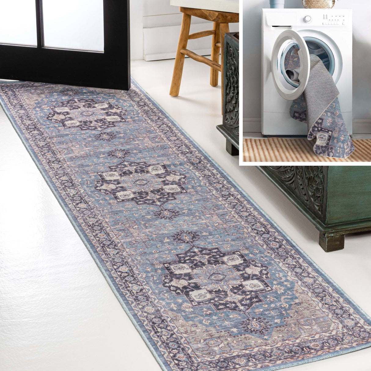 Maris Ornate Medallion Machine - Washable Runner Rug - Tuesday Morning - Runner Rugs