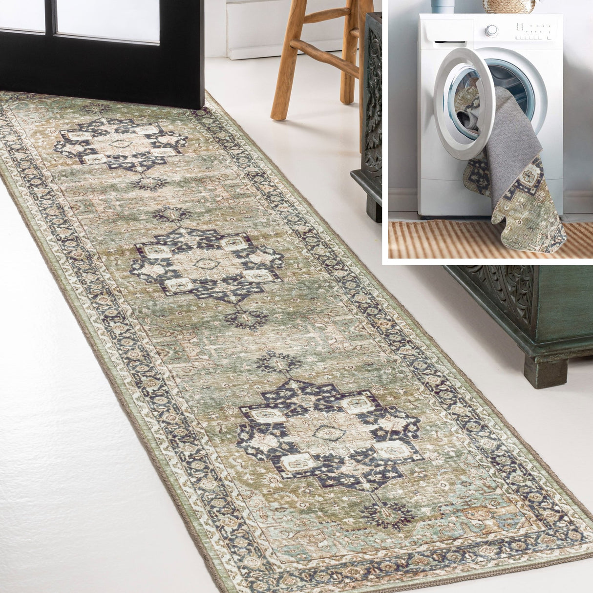 Maris Ornate Medallion Machine - Washable Runner Rug - Tuesday Morning - Runner Rugs