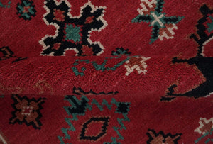 Maroon and Black Traditional Oriental Hand Knotted Custom Made wool Area Rug