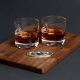 2-Pack Whiskey Glass with Built-in Cigar Rest and Cigar Cutter