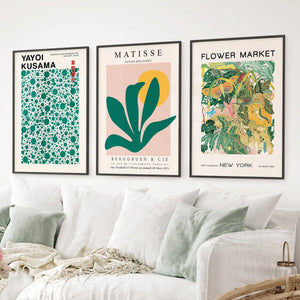 Colorful Matisse-Inspired Wall Art. Set of 3 Modern Abstract Prints