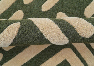 Maze Custom Made Modern Abstract Design Olive Hand Tufted Wool Area Rug
