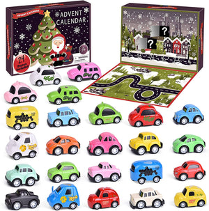 Christmas Advent Calendar 24 Pull Back Car Toys Party Favor