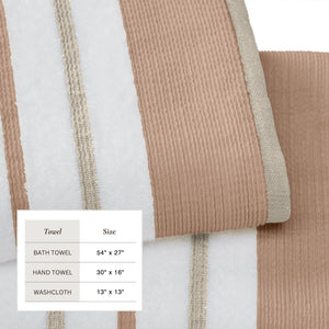 Decorative Cotton Stripe Bath Towel Set - Noelle Collection