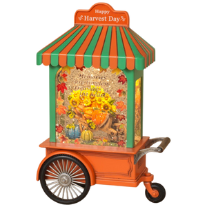 Lighted Spinning Harvest Water Globe Cart
