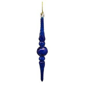 Outer Swirl Icicle Glass Ornaments - Cobalt
