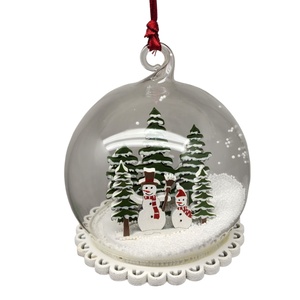 Glass Snow Ball Scene Ornament - Snowmen