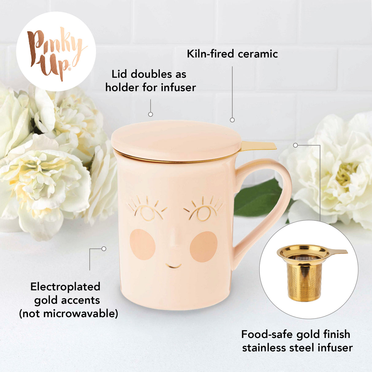 Annette™ hello beautiful ceramic tea mug & infuser by pinky