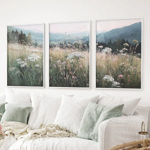 Meadow Landscape Wall Art Set of 3. Nature Prints