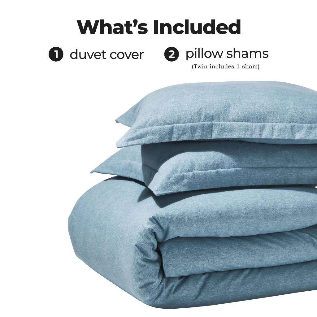 Melange Flannel Cotton Fuzzy Warm Two-Toned Duvet Cover Set - Duvet Cover Set by Superior Brand