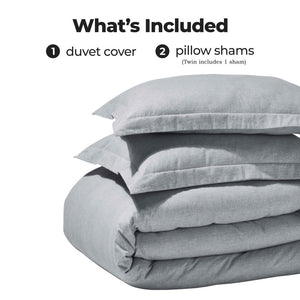 Melange Flannel Cotton Fuzzy Warm Two-Toned Duvet Cover Set - Duvet Cover Set by Superior Brand