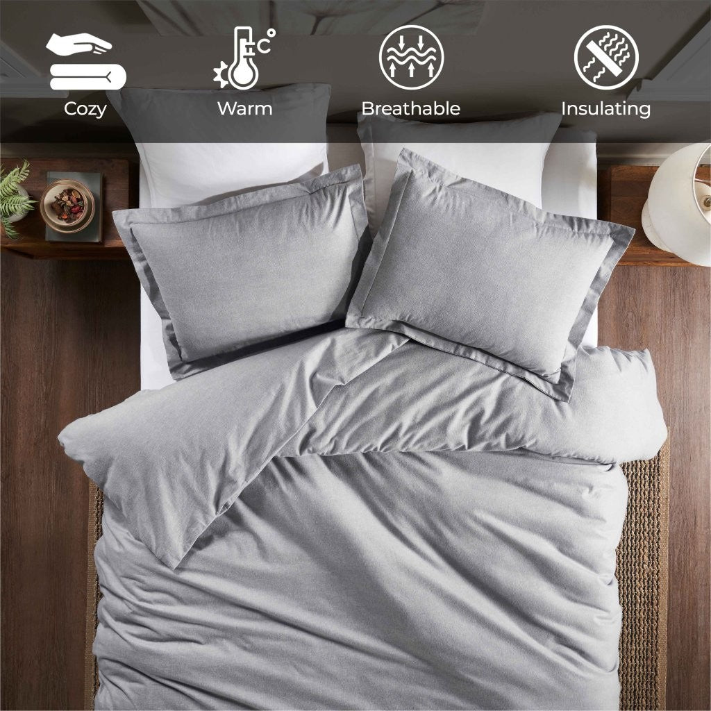Melange Flannel Cotton Fuzzy Warm Two-Toned Duvet Cover Set - Duvet Cover Set by Superior Brand
