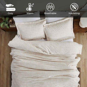 Melange Flannel Cotton Fuzzy Warm Two-Toned Duvet Cover Set - Duvet Cover Set by Superior Brand