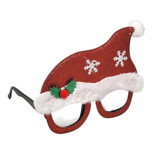 Santa Hat Glitter Glasses