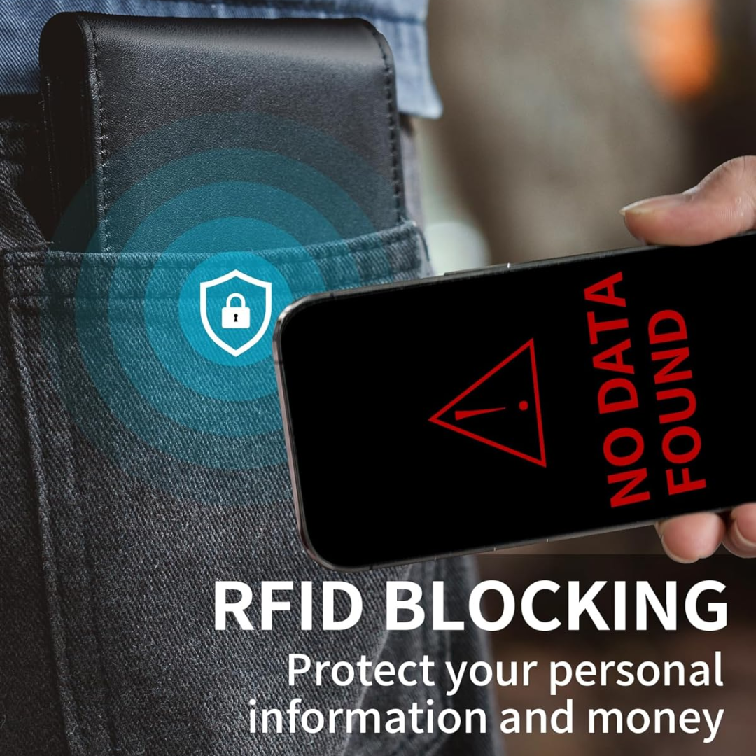 Men’s Genuine Leather RFID Blocking Bifold Wallet 13 Card Slots