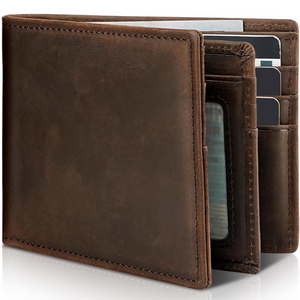 Men’s Genuine Leather RFID Blocking Bifold Wallet 13 Card Slots