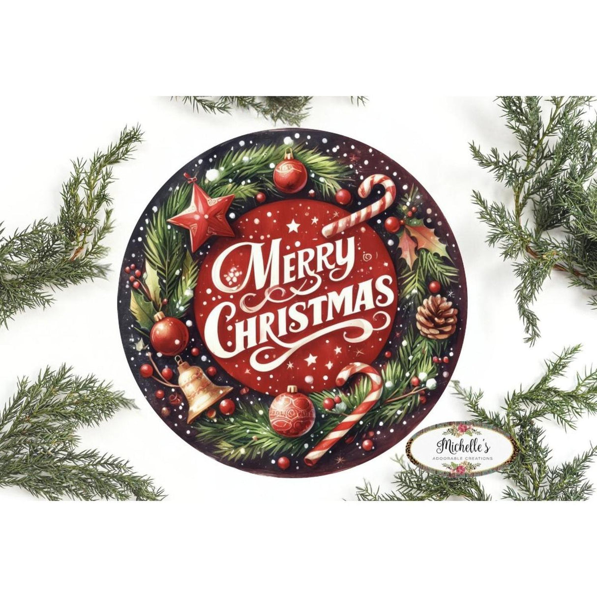 Merry Christmas Candy Cane Sign - Wreath Enhancement