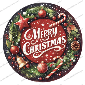 Merry Christmas Candy Cane Sign - Wreath Enhancement