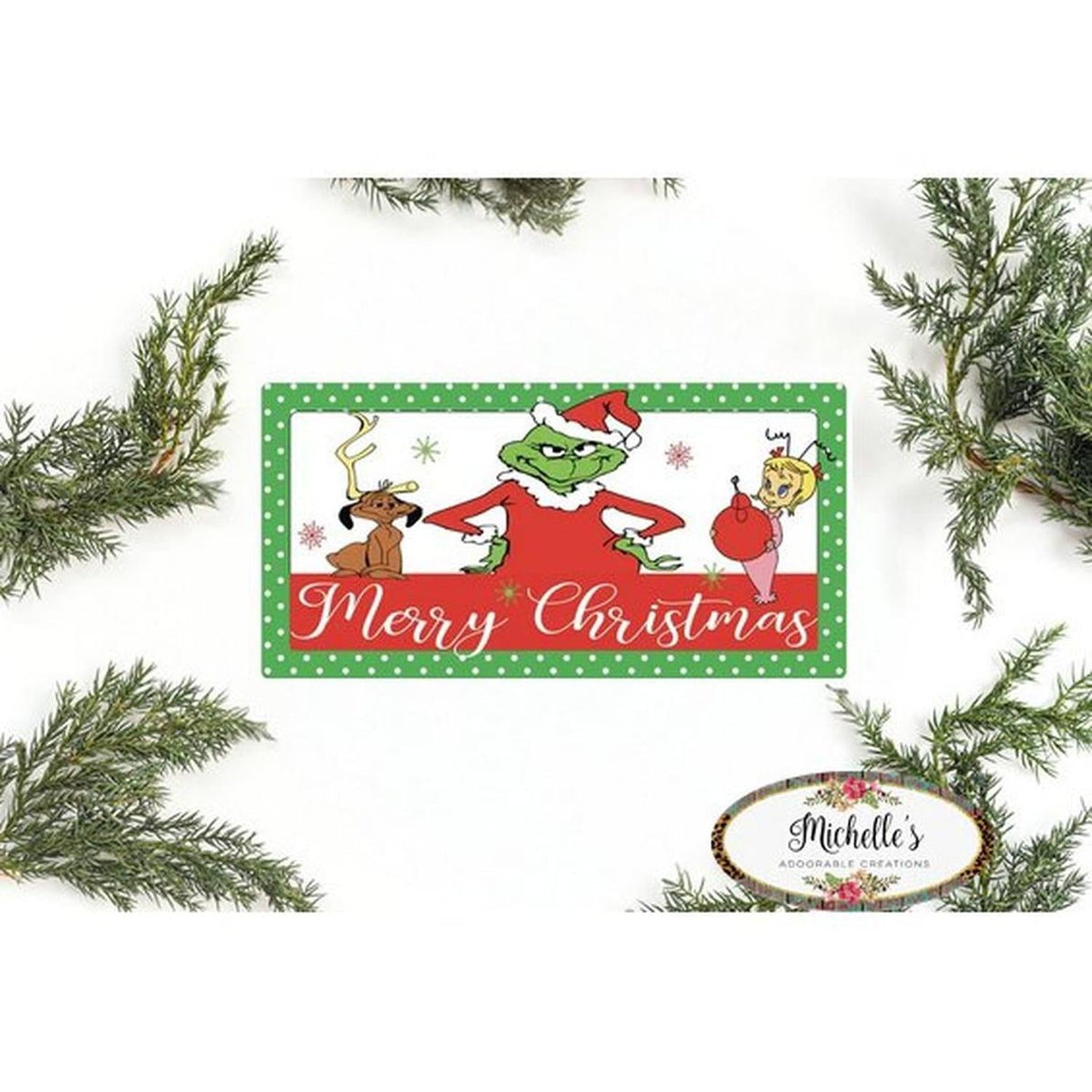 Merry Christmas Green Monster Sign