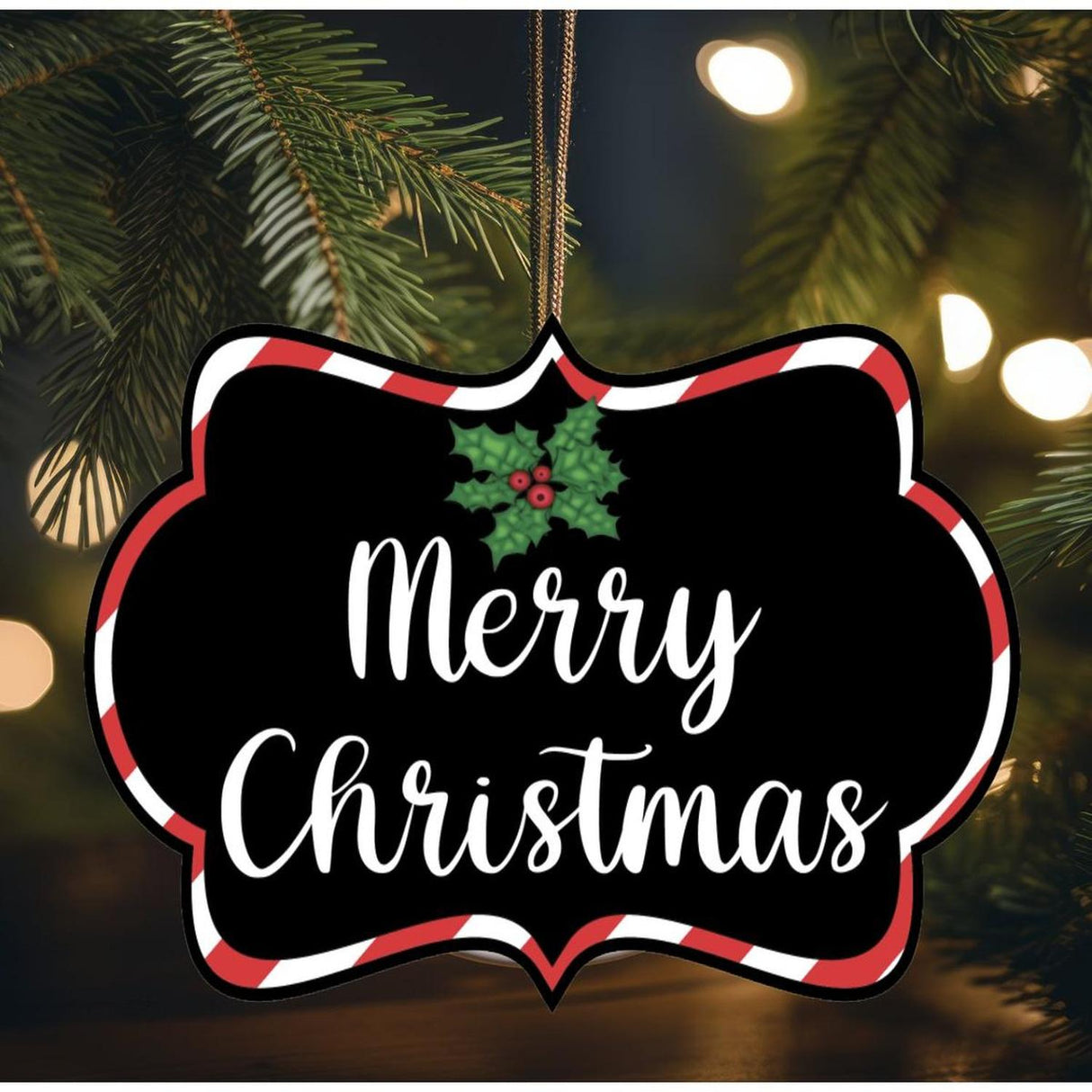 Merry Christmas Scalloped Frame Sign SF1 - Wreath Enhancement