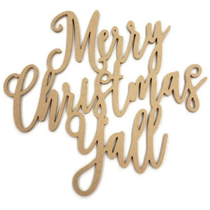 Merry Christmas Yall Wood Cutout - Unfinished Wood