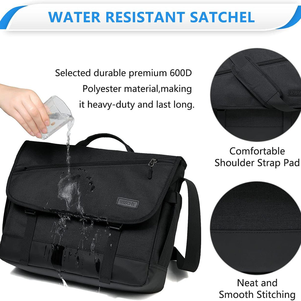 Water Resistant Laptop Messenger Bag 17 Inch Work Shoulder Bag