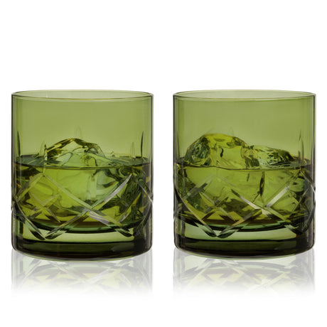 Admiral-cut-crystal-rocks-glasses-in-green-viski®-Whiskey-Glasses