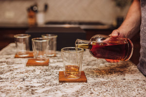 Ambassador Whiskey Box with Decanter and 4 Lowball Glasses