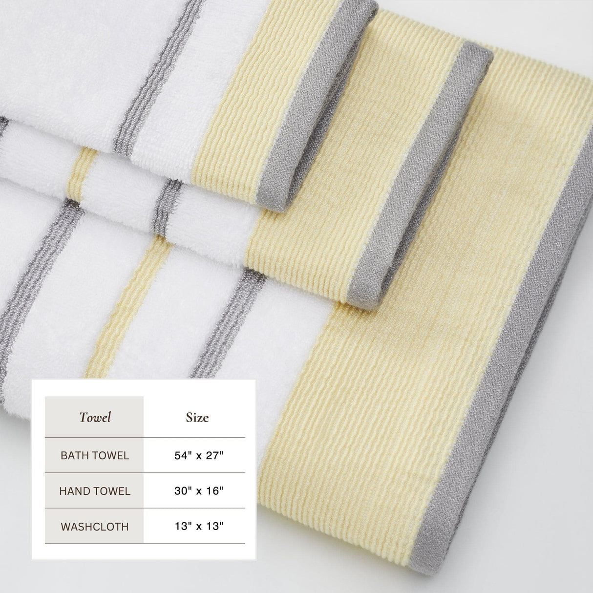 Decorative Cotton Stripe Bath Towel Set - Noelle Collection
