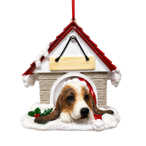 Ceramic Doghouse Ornament - Basset Hound