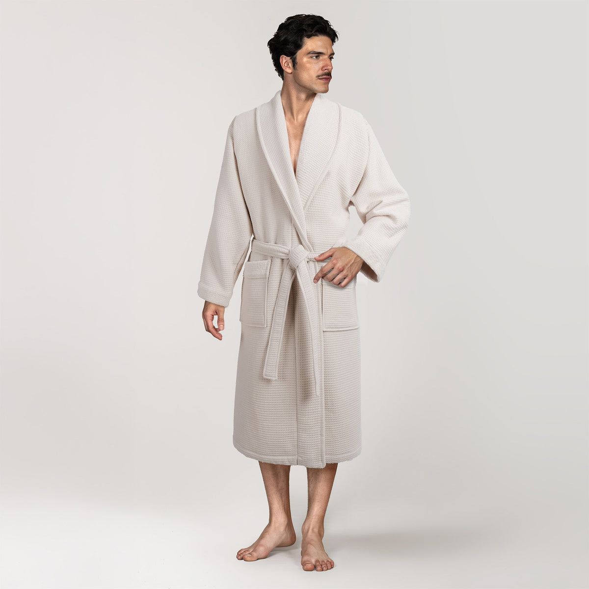 American Soft Linen Men's 100% Turkish Cotton Bathrobe | Micro Cotton Shawl Collar