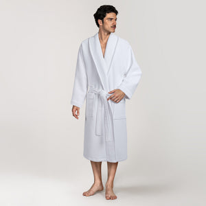 American Soft Linen Men's 100% Turkish Cotton Bathrobe | Micro Cotton Shawl Collar